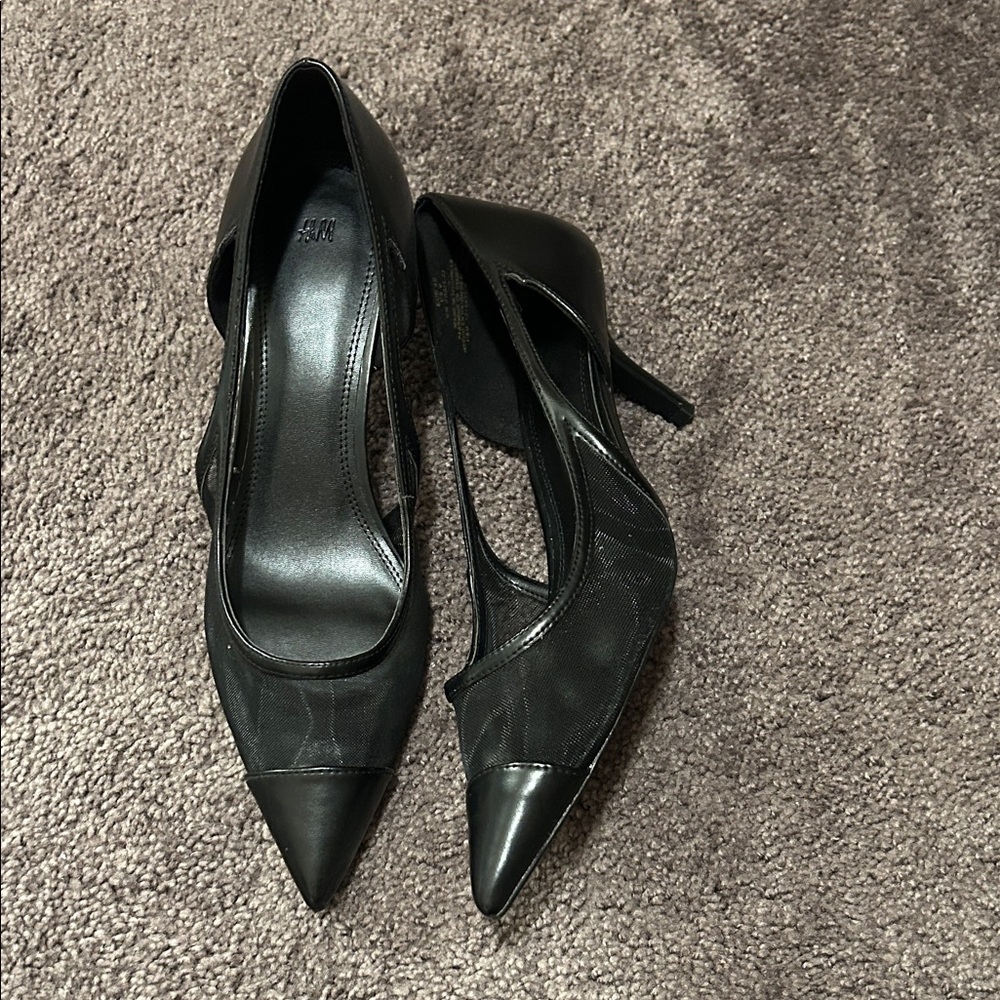 H&M Black Mesh Pointed Heels